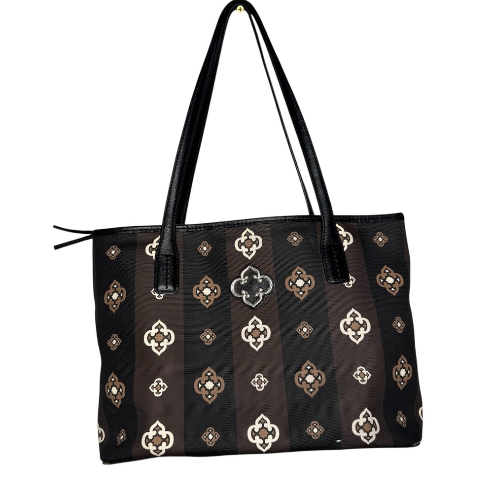 Brighton F327990 women's leather handbag tote‎ black & white double handle